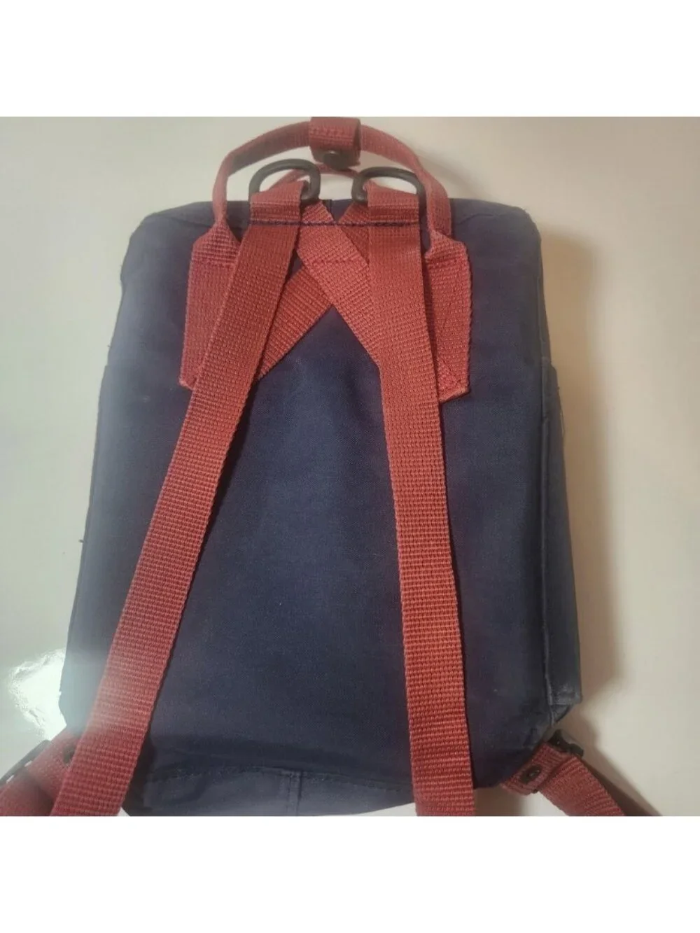 Fjallraven Kanken Mini Backpack Navy Blue Ox Red Straps Small Daypack Bag